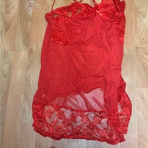 Elegant Dark Red Lace Lingerie Set